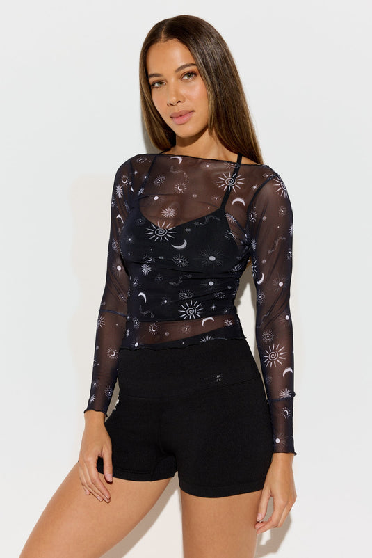 Olivia Mesh Long Sleeve Top